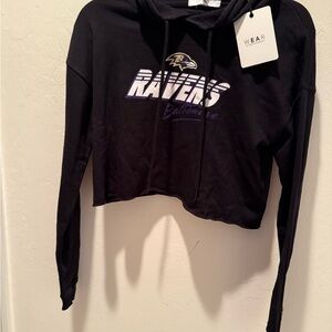 Women's Baltimore Ravens Black Cropped Hoodie- Size XS -NWT
